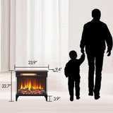 Innoflame 24" Electric Fireplace Heater, 3-Sided Glass & Wooden Top Design, Adjustable 4 Flame Colors, Remote, Timer, 1500W Infrared Heater w/Overheat Protection, Fireplace Heaters for Indoor use Innoflame