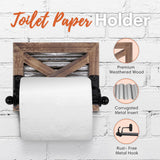Autumn Alley Farmhouse Toilet Paper Holder and Rustic Towel Holder Set, Wall Mount, Rustic Wall Toilet Paper Holder and Bathroom Hand Towel Holder Decor, Wooden Brown Autumn Alley