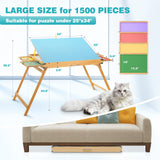 BittPicc 1500 Piece Puzzle Table with Drawers 25"x34" Wooden Jigsaw Puzzle Table with Legs and Protective Cover Adjustable Portable Puzzle Tables for Adult Folding Puzzle Board Table BittPicc