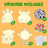 VENUSFIT Halloween Crafts for Kids – 12 PCS DIY Monster Wooden Magnet Painting Kit with Googly Eyes – Halloween Party Favors for Ages 4-8, Non Candy Trick or Treat Gifts & Classroom Treats Bulk VENUSFIT