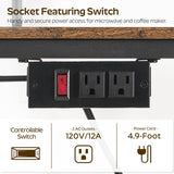 YATINEY Bakers Rack, 4-Tier Microwave Stand, Bakers Rack with Power Outlet, Kitchen Storage Rack with Wine Glass Holder and Paper Holder, for Kitchen, Dining Room, Living Room, Rustic Brown HB02UBR YATINEY