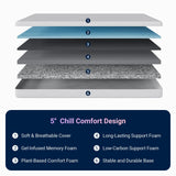 Avenco Twin Mattress, 5 Inch Twin Size Mattress for Kids, Gel Memory Foam Mattresses for Cooling Night Sleep & Pressure Relief, Colchones Fiberglass Free CertiPUR-US Certified Avenco