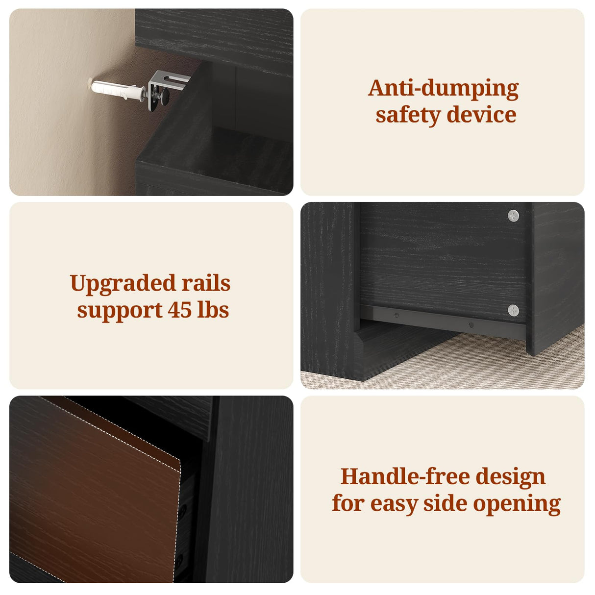 UPOSOJA Tall Black Dresser for Bedroom, Modern 8 Wood Drawers with LED Light and Power Outlet, Floating Dressers for Closet, Large Chest of Drawer for Living Room, Hallway, Entryway (8 Drawers,Black) UPOSOJA