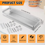 Lallisa 4 Pieces Stainless Steel Shelf Bathroom Shower Floating Shelves Wall Mounted Shower Caddy Basket Shelf Storage Organizer Shelves for Bathroom, Kitchen, Living Room, Silver, 15.75 Inch Lallisa