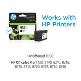 HP 952XL Black High-yield Ink Cartridge | Works with HP OfficeJet 8702, HP OfficeJet Pro 7720, 7740, 8210, 8710, 8720, 8730, 8740 Series | Eligible for Instant Ink | F6U19AN HP