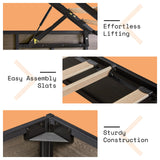 AMERLIFE Lift Up Storage Bed, King Bed Frame with Storage Underneath, Wooden Platform Bed Frame, Solid Wood Slats Support, No Fixed Headboard, No Box Spring Needed, Rustic Grey AMERLIFE