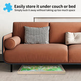 500 Piece Puzzle Board with Drawers, 14" x 28" Jigsaw Puzzle Table with Cover Mat, 4 Drawers, Small Puzzle Table, Birthday Gifts FAMILON