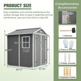 Jaxilyn 6x6 Resin Outdoor Storage Shed Kit Plastic Sheds Perfect to Store Patio Furniture, Garden Tools Bike Accessories, Beach Chairs and Lawn Mower, Grey & White Jaxilyn