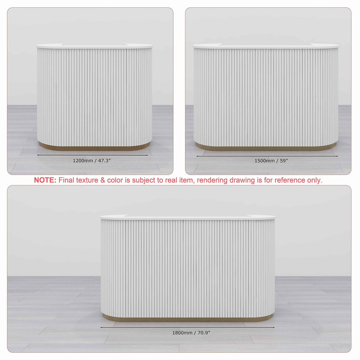 M2 Retail Reception Desk, White Upgraded Reeded Front Counter for Beauty, Spa, Nail, Hair Salon, Lobby, 1800 * 600 * 1000mm (71 * 24 * 39'') M2 Retail