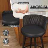 HONIFUR Bar Stools Set of 2, 27 Inch Barstools with Sturdy Legs, Leather Farmhouse Counter Height Bar Stool for Kitchen, Dining, Bar (Swivel, Black, Leather) HONIFUR