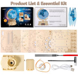 RMOKA 3D Wooden Puzzles for Adults Illuminated Globe with Stand 188pcs 3D Puzzles Model Kit Built-in LED Music Box Stem Toys Gifts for Adults/Teens RMOKA