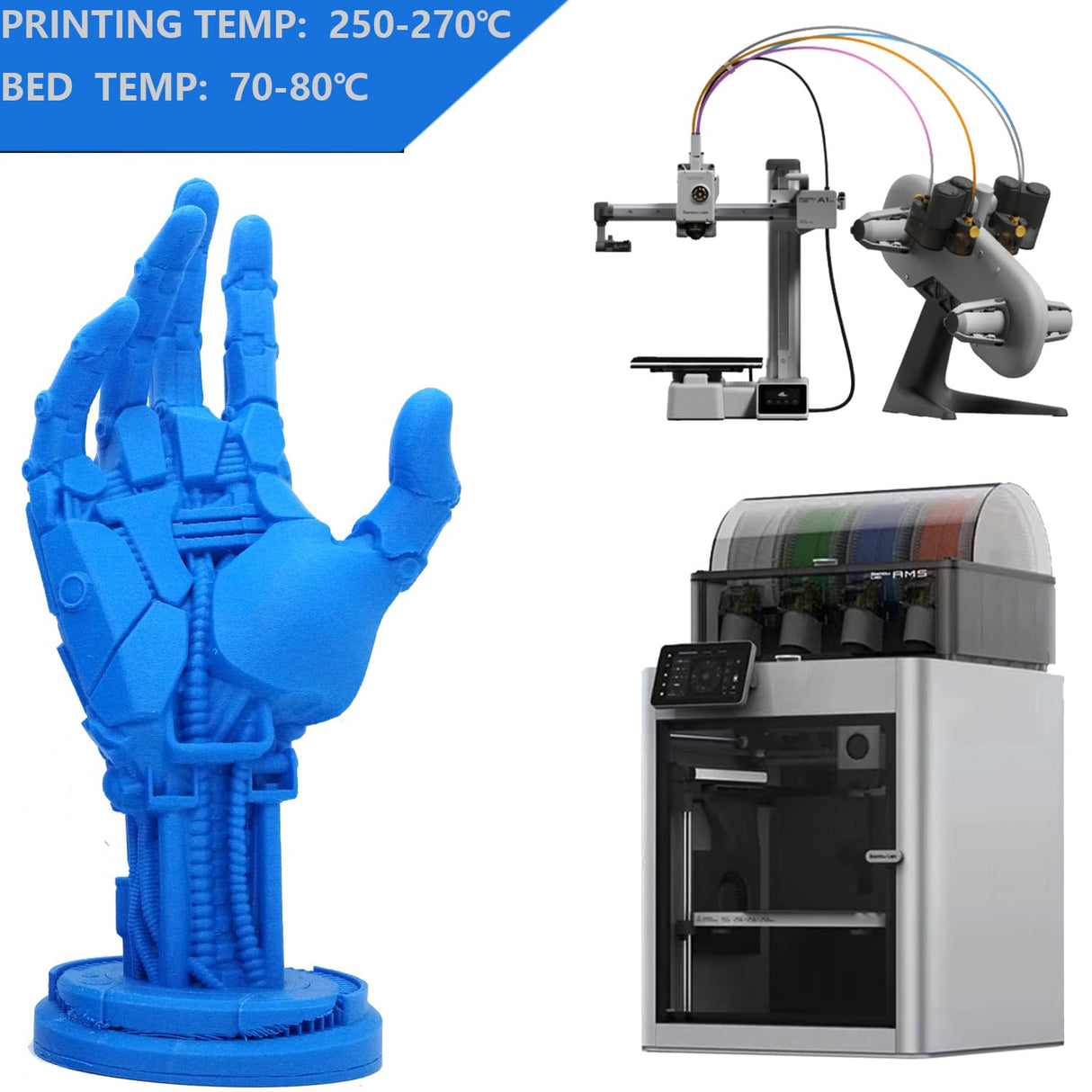 Glass Fiber PETG Filament 1.75mm,High Rigidity & Strength,Excellent Dimensional Stability,Weather Resistant & Durability,Compatible with Bambu LAB, K1C,QIDI MAX3 FDM 3D Printers,1 KG,Blue Filaxix