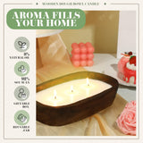 Threlaco 2 Pack 10 Inch Wood Dough Bowl Candle Candle Decorative with Wick Scented Candles Soy Gifts for Men Women Farmhouse Table Centerpiece Home(Sage and Eucalyptus) Threlaco