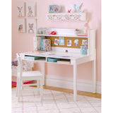 Martha Stewart Kids' Desk with Hutch and Chair by Guidecraft - Creamy White: Kids Wooden Study Table with Storage and Corkboard | Kids' Bedroom Furniture Set, Desk and Chair Set Ages 5-12 Martha Stewart