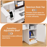 PAKASEPT Modern Reception Desk with LED Lights, 63 Inches Front Counter Table with Lockable Drawer & Shelves, Checkout Counter for Reception Room, Lobby, Beauty Salon, Retail,Office PAKASEPT