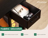 AODK Gaming Desk with LED Lights & Power Outlet, 55 Inch Computer Desk with Drawer, Reversible Desk with Adjustable Monitor Shelf & Headphone Hook for Home Office, Black AODK