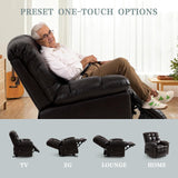 Power Lift Recliner Chair for Elderly, Triple Motor Zero Gravity, Infinite Position, Genuine Leather, Preset Mode Massage&Heating by Remote Control, Lumbar Pillow, USB Port, Side Pockets (Brown) RESTREAL