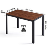 Homedot Modern Mid-Century Dining Table Walnut with Metal Frame, 47" Rectangular Kitchen Table Imitation Wood Home Office Desk Wooden Kitchen Table with Thick Tabletop for Small Spaces, Apartment Homedot