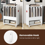 Giantex Record Player Stand, Rolling Turntable Stand with Drawer, Hook & Lockable Wheels, Vinyl Record Display Shelf Holds Up to 180 Albums, for Living Room Bedroom (White) Giantex