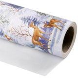 WRAPAHOLIC Kraft Christmas Wrapping Paper - Mini Roll - 17 Inch x 33 Feet - Watercolor Animal and Winter Forest Landscape Design for Christmas, Holiday, Party Celebration WRAPAHOLIC