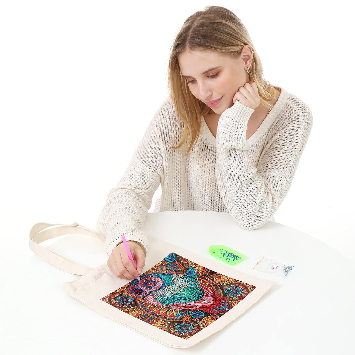 JGA JOGGING ARM 5D Diamond Painting Shopping Canvas Tote Bag Art DIY Painting Pen Handmade Handbags Owl Pattern for Women JGA JOGGING ARM