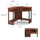 Leick Home 82431 Corner Computer Writing Desk with Drop Front Keyboard Drawer, Oak Leick Home