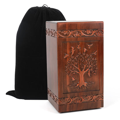 NowDoWin Urn for Ashes Adult Male Female,Cremation Urns for Men Women,Wooden Urns for Human Ashes Adult,Handcrafted Solid Wood Urn with Bag,TSA Approved Urn (Tree of Life, 300LBS Capacity) - WoodArtSupply