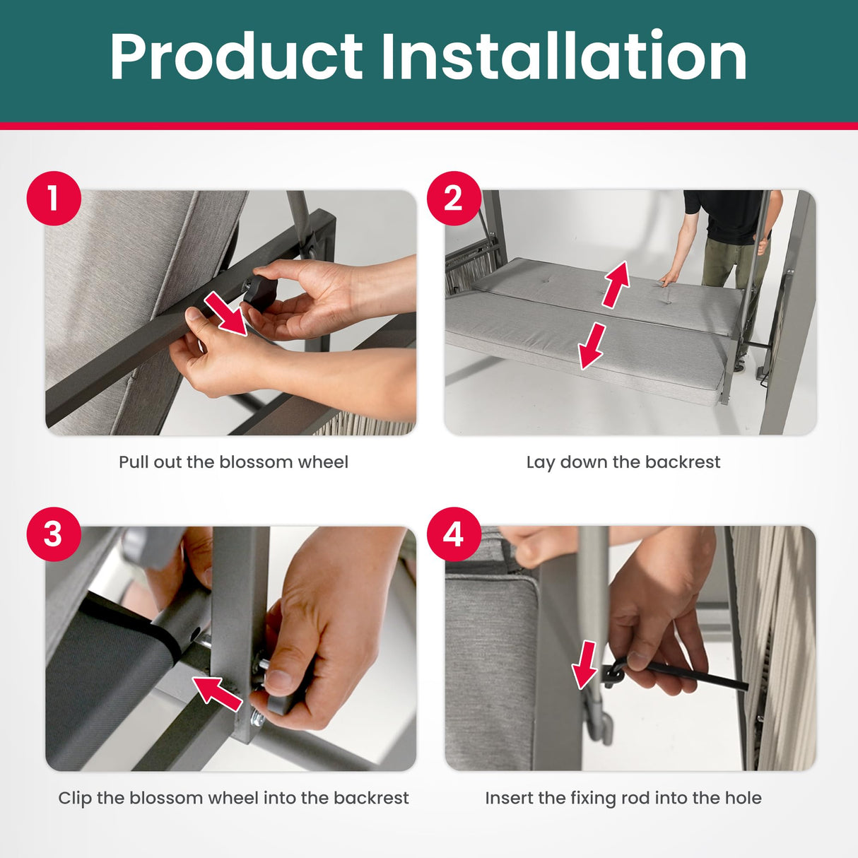 Pamapic 2-in-1 Convertible Porch Swing Bed, 3-Seat Elegant Patio Swing with Wicker Armrests, Outdoor Chair with Adjustable Canopy for Balcony, Garden, and Poolside, Gray Pamapic