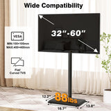 TVON Floor TV Stand with Mount for Most 32-60 Inch Flat/Curved TVs up to 88 lbs, Height Adjustable TV Mount Stand with Wood Base, Swivel TV Stand for Bedroom, Corner & Living Room, Max VESA 400x400mm TVON