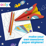 Ooly DIY Paper Airplane Book, 24 Paper Planes & Stickers, Kit Includes 12 Completed, 6 Blank and 6 Color-in Planes, Great Summer Crafts Activities for Boys and Girls Ooly