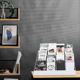 Queekay 6 Tier Wire Countertop Rack Comic Book Rack Wide Tabletop Display Magazine for Book Brochure Literature Greeting Card Shelf Holder Stand (White) Queekay