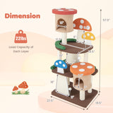 Tangkula Mushroom Cat Tree, Multi-Level Cute Cat Tower with Full-Wrapped Sisal Posts, Scratching Boards & Interactive Balls, 2 Cat Condo, Flower Cat Tree Tower for Indoor Cats Large Adult (57.5 Inch) Tangkula
