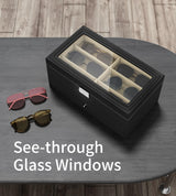 NEWLOOP Sunglasses Case Storage Organizer - Sunglass Organizer See-through Display Case Multiple Pairs Glasses Holder Stand 2-layer Eyeglass Jewelry Watch Collection Box with 12 Slot NEWLOOP