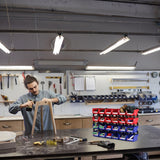 Shineyaplus Stackable Storage Bins 24 Pack (5x4x3 Inch), Plastic Stackable Storage Organizer Bins Wall Mounted Hanging Small Parts Bin for Garage, Workbench & Office (Blue & White) Shineyaplus