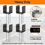 Heavy Duty 4x4 Concrete Post Base Anchor, U Shape Fence Post Spikes for Concrete 4x4 Post Base Anchor Metal Black Powder Coated （4 pcs） SPACEEUP