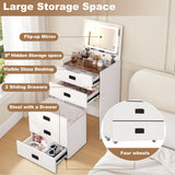 HVCBOSS 3 in 1 Vanity Desk with Flip Top Mirror, Small Make Up Vanity Set with Visible Glass Desktop, Compact Makeup Vanity with 3 Drawers, Cushioned Tool, Dressing Table for Bedroom HVCBOSS