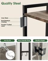 HOVANESTY Hall Tree with Bench and Shoe Storage, Coat Rack with Shoe Storage for Entryway, Mudroom Storage Cabinets with 11 Hooks, Drawers and Shelves, 7-in-1, Farmhouse, Industrial Style, Ash Gray HOVANESTY