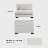 Lexicon Modular Sectional Sofa for Living Room, Textured Microfiber Armless Chair with Pillow, Units of Modular Sectional Couch, Upholstered Chair for Customizable Sectional Sofa Couch, Beige Lexicon