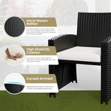 Amopatio Outdoor Furniture Set,4 Pieces Black Rattan Wicker Conversation Sets Sectional Sofa with White Cushions Amopatio
