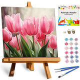 TOCARE Framed Paint by Numbers Kit for Adults Beginner, Tulip Paint by Number with Frame, Small Simple Oil Paint by Numbers Framed Canvas Flowers for Home Wall Decor (10x10 Inch, Without Easel) TOCARE