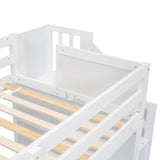Bellemave Twin Size Low loft Bed for Kids,Wood Loft Beds,Modern Farmhouse Twin loft Bed,Loft Bed with Desk and Storage, No Box Spring Needed,for Kids,White Bellemave