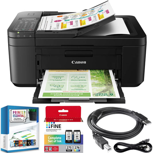 Canon PIXMA TR4720 All-in-One Wireless Printer with Auto Document Feeder, Mobile Printing, Copy, Fax and Scanner Black 5074C002 Bundle with DGE USB Connection Cable + Small Business Software Kit