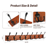 Gohiuo Rustic 32.2" Large Coat Rack Wall Mount, Long Wood Coat Hooks Wall Mount with 8 Triple Hooks, Heavy Duty Wooden for Entryway, Farmhouse Hanging Jackets, Coats, Hats, Bags,Towel Gohiuo