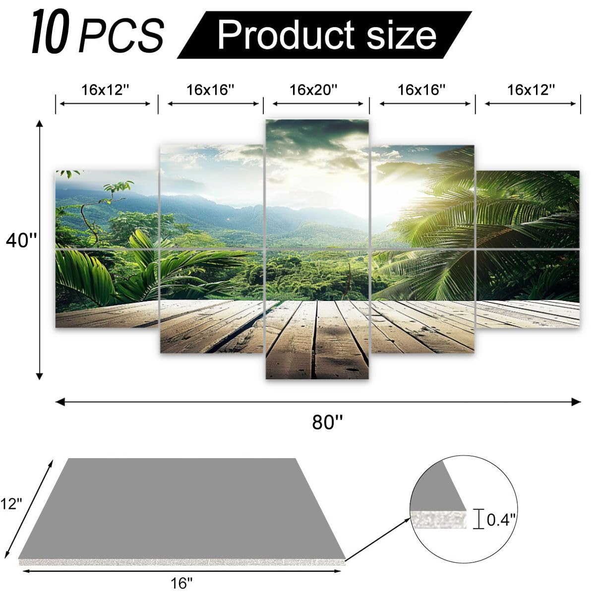 10 Pack Acoustic Panels jungle seychelles island Acoustical Soundproof Wall Panels Sound Absorbing Panel Reduce Room Echo Reverberation Acoustic Treatment AT5ZR4PD
