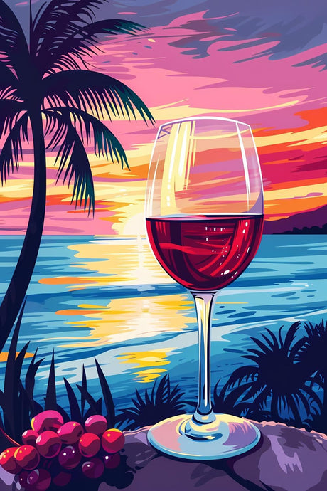 DIY 5D Diamond Painting Kits for Adults Diamond Art The Wine Glass on The Rock Rhinestone Diamond Embroidery Glass Craft Kits for Living Room Bedroom Wall Decor Gift 12x18 inch JOEAUEN