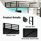 XUWANSHANG Loft Bed Twin XL Size with Desk, Metal Heavy Duty Loft Bed with LED Lights, USB Port, Twin XL Loft Bed Frames for Kids, Junior, Adults, Space Saving, Noise Free (Black, Twin XL) XUWANSHANG