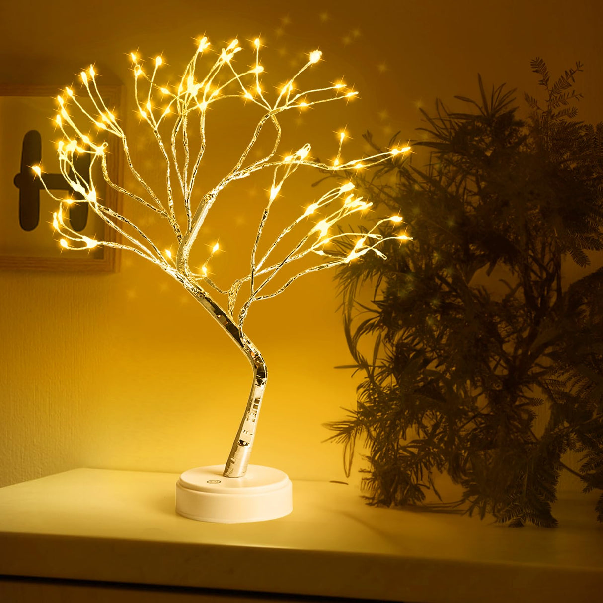 Hbaushun 20" Tabletop Bonsai Tree Light, 108 LED Fairy Light Spirit Tree, Battery/USB Operated, Touch Sensor Switches, DIY Artificial Tree Lamp for Bedroom Desktop Christmas Room Decor (Warm White) Hbaushun
