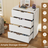 BTHFST 4 Drawers White Dresser for Bedroom, Modern Wood Chest of Drawers 4 Drawer Dresser with Large Capacity for Living Room, Closet, Hallway, Entryway BTHFST