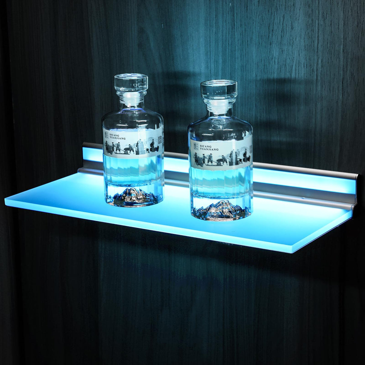 VST Floating Shelf with RGB Light, Compatible with Alexa Google Assistant App Remote Control, Handwave ON/Off, Metal Wall Mounted Light Emitting Shelves for Living Room Bathroom Bedroom, 2set VST