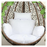 Outdoor Swing Egg Chair Cushion with Headrest & Ties, 7cm Thick Soft PP Cotton, Waterproof Patio Cushion for Egg Hanging Chairs, Garden, Balcony(White) Generic